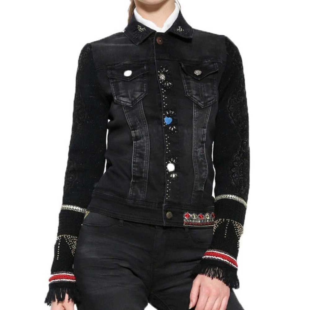 Unique Desigual Black Jean Jacket S / US2
